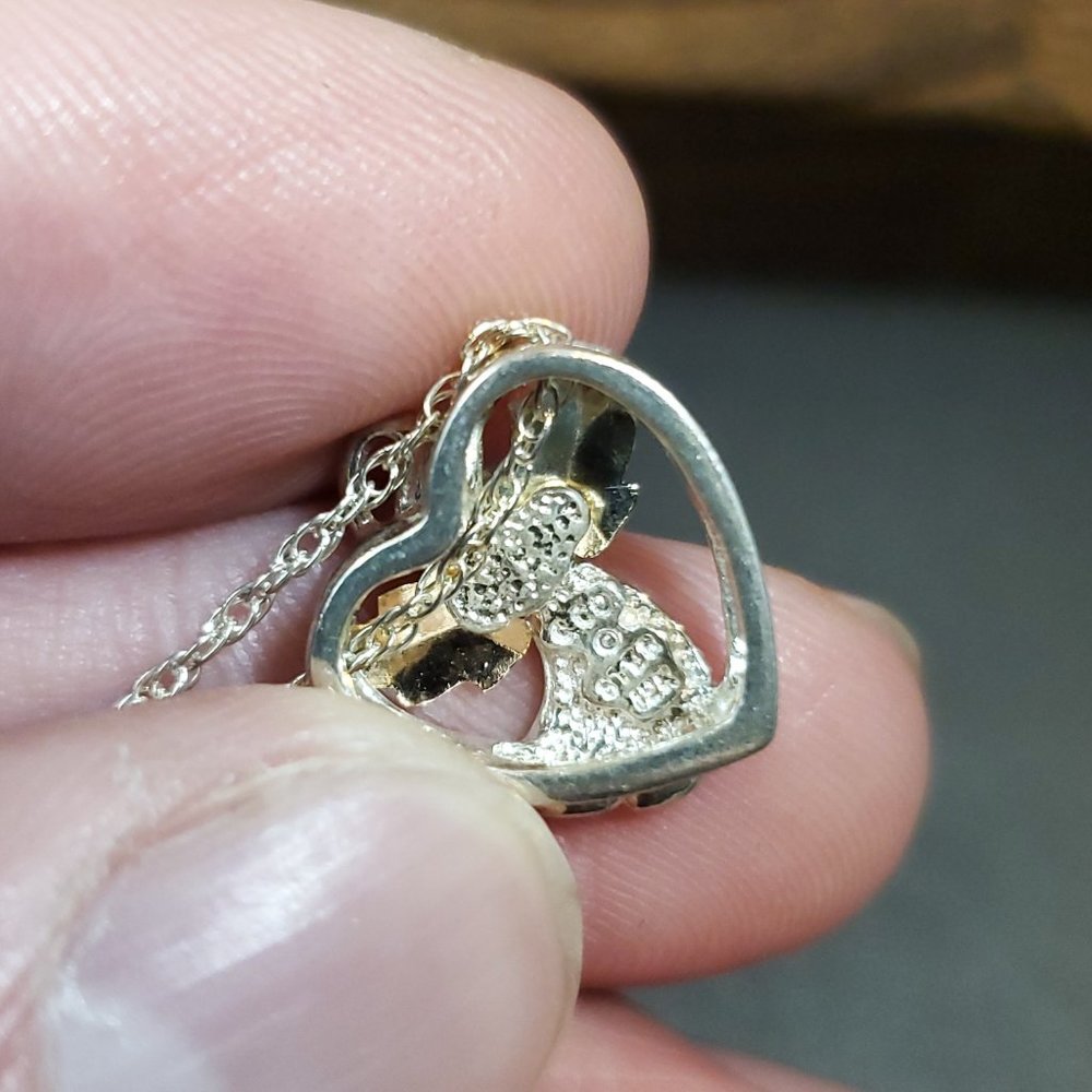 20 Inch 925 Sterling Silver Angel With 12K Gold Leaf Accents Necklace - Picture 4 of 7